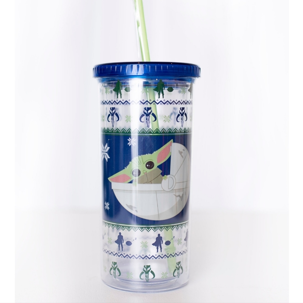STAR WARS MANDALORIAN BABY TUMBLER LID & STRAW Disney BNWT